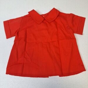Jayne Copeland Red Short Sleeve Peter Pan Collar Button Back Shirt Top 12 Months